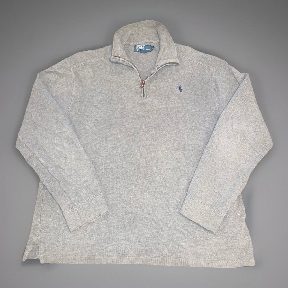 Polo Ralph Lauren Quarter Zip Sweater Michigan Wolverines Grey Men's Size Large